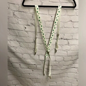 5/$20 Men’s Irish St. Patrick’s Day Lucky Clover Suspenders White‎ Green